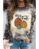 Cheeky X by Azura Exchange Hello Fall Pumpkin Graphic Tie Dye Long Sleeve Top - M