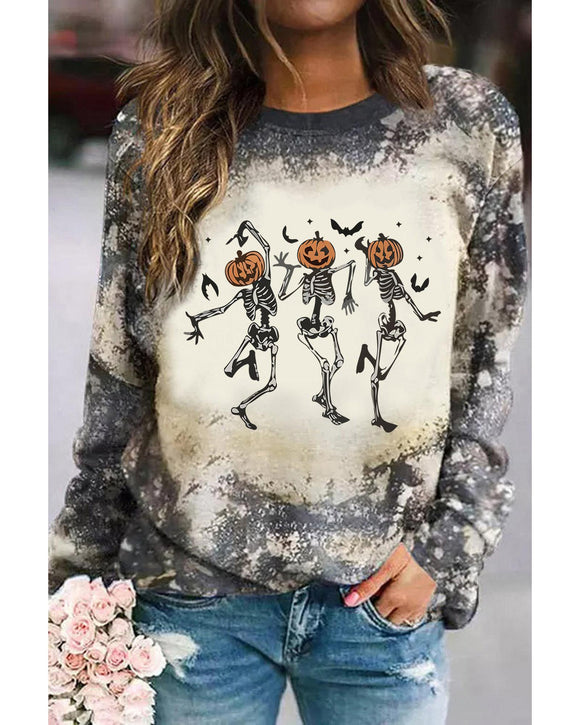 Azura Exchange Dancing Skeleton Tie Dye Long Sleeve Top - XL