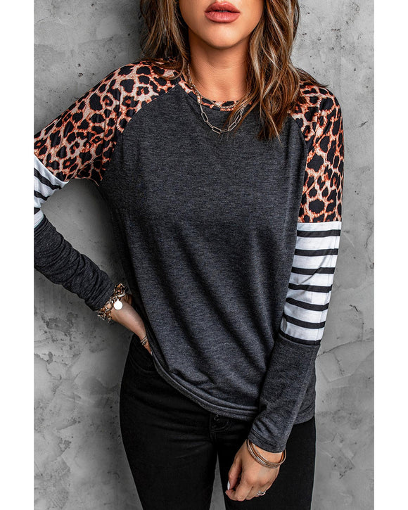 Azura Exchange Leopard Striped Long Sleeve Top - XL