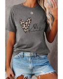 Azura Exchange Leopard Heart Shape Print Short Sleeve T-shirt - 2XL