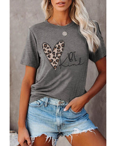 Azura Exchange Leopard Heart Shape Print Short Sleeve T-shirt - XL