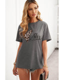 Azura Exchange Leopard Heart Shape Print Short Sleeve T-shirt - XL