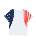 Azura Exchange Stars and Stripes V Neck Tee - L