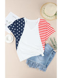 Azura Exchange Stars and Stripes V Neck Tee - L