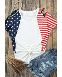 Azura Exchange Stars and Stripes V Neck Tee - L