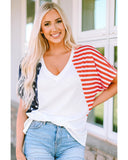 Azura Exchange Stars and Stripes V Neck Tee - S