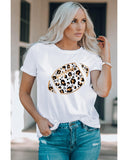 Azura Exchange Leopard Heart Shape Rugby Print T-Shirt - S