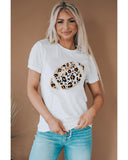 Azura Exchange Leopard Heart Shape Rugby Print T-Shirt - S