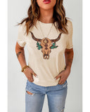 Azura Exchange Western Steer Skull Graphic Print T-Shirt - 2XL