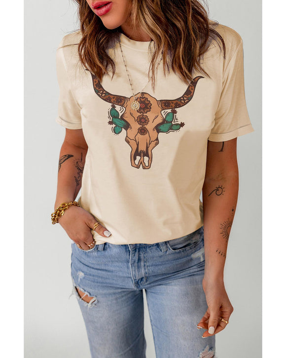 Azura Exchange Western Steer Skull Graphic Print T-Shirt - 2XL