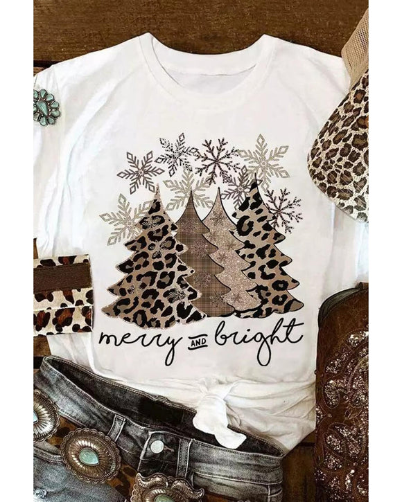 Azura Exchange Leopard Christmas Tree Graphic Print T-Shirt - S