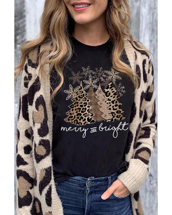 Azura Exchange Leopard Christmas Tree Graphic Print T-Shirt - M