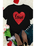 Azura Exchange Heart Shaped Glitter Print T-Shirt - S