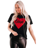 Azura Exchange Heart Shaped Glitter Print T-Shirt - S