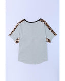 Azura Exchange Leopard Splicing O-neck Short Sleeve T Shirt - M