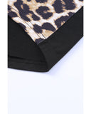 Azura Exchange Leopard Splicing Short Sleeve T-Shirt - M