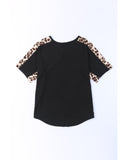 Azura Exchange Leopard Splicing Short Sleeve T-Shirt - M