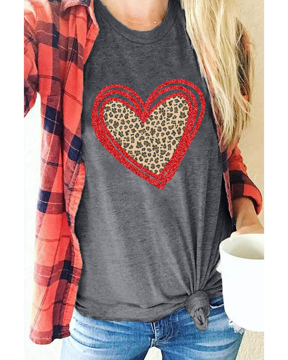 Azura Exchange Leopard Heart Graphic T-shirt - M