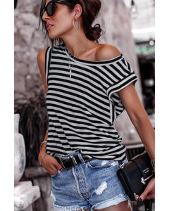 Azura Exchange Butterfly Sleeve Striped T-Shirt - M