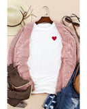 Azura Exchange Embroidered Heart Pattern T-Shirt - L