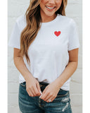 Azura Exchange Embroidered Heart Pattern T-Shirt - L