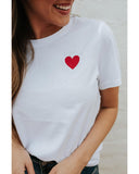 Azura Exchange Embroidered Heart Pattern T-Shirt - L