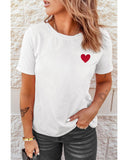 Azura Exchange Embroidered Heart Pattern T-Shirt - L