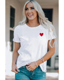 Azura Exchange Embroidered Heart Pattern T-Shirt - L