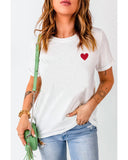 Azura Exchange Embroidered Heart Pattern T-Shirt - L