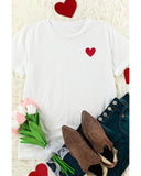 Azura Exchange Embroidered Heart Pattern T-Shirt - L