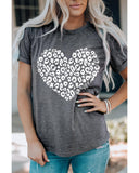 Azura Exchange Leopard Kiss Print Valentines Heart Graphic Tee - L