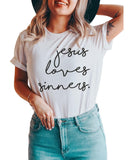 Azura Exchange Jesus Loves Sinners Funny T-Shirt - XL