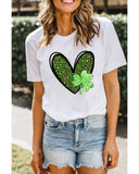 Azura Exchange Leopard Heart Shaped Print Crewneck Graphic Tee - L