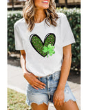 Azura Exchange Leopard Heart Shaped Print Crewneck Graphic Tee - L