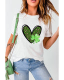 Azura Exchange Leopard Heart Shaped Print Crewneck Graphic Tee - S