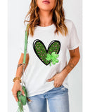 Azura Exchange Leopard Heart Shaped Print Crewneck Graphic Tee - S