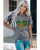 Azura Exchange Leopard Plaid Heart Clover Graphic Print T-Shirt - 2XL