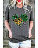 Azura Exchange Leopard Plaid Heart Clover Graphic Print T-Shirt - L