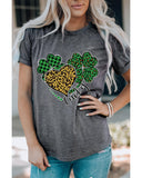 Azura Exchange Leopard Plaid Heart Clover Graphic Print T-Shirt - L