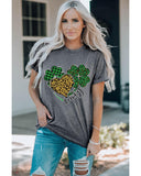 Azura Exchange Leopard Plaid Heart Clover Graphic Print T-Shirt - L