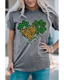 Azura Exchange Leopard Plaid Heart Clover Graphic Print T-Shirt - L