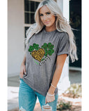 Azura Exchange Leopard Plaid Heart Clover Graphic Print T-Shirt - XL