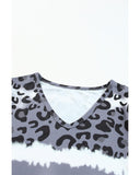 Azura Exchange Leopard Patchwork Short Sleeve Top - L