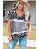 Azura Exchange Leopard Patchwork Short Sleeve Top - XL