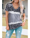 Azura Exchange Leopard Patchwork Short Sleeve Top - XL