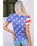 Azura Exchange American Flag Print Distressed Crew Neck T-Shirt - M