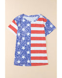 Azura Exchange American Flag Print Distressed Crew Neck T-Shirt - M