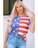 Azura Exchange American Flag Print Distressed Crew Neck T-Shirt - M