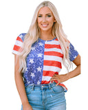 Azura Exchange American Flag Print Distressed Crew Neck T-Shirt - M