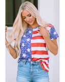 Azura Exchange American Flag Print Distressed Crew Neck T-Shirt - S